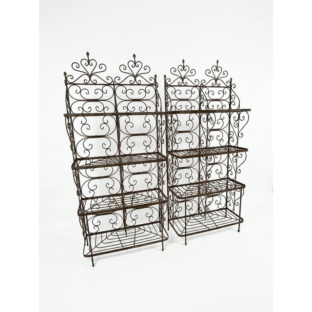 Brown Vintage French Country Wrought Iron Etagere For Sale - Image 8 of 9