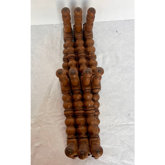 Vintage French Spindle Turned Wood Expandable Coat/Hat Rack For Sale - Image 13 of 15