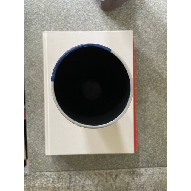Ceramic Hand-Painted Modernist Rounded Handle Urn Vase For Sale - Image 7 of 8