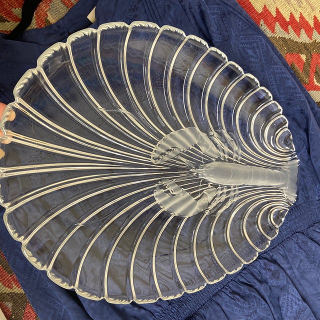 Mikasa Vintage Mikasa Glass Lobster Serving Platters – Set of 2, Clear and Frosted Sculptural Glass For Sale - Image 4 of 12