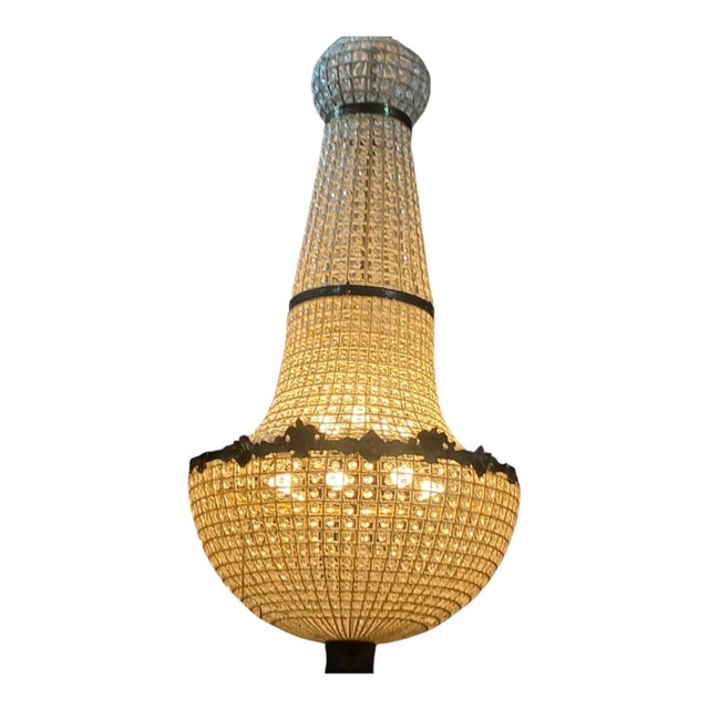 1970s Oversized Gold Stunning Crystal Chandelier With Detailed Accents For Sale In Atlanta - Image 6 of 7