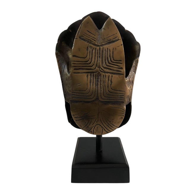 11.5" Turtle / Tortoise Shell Bronze Metal Sculpture on Platform Base For Sale In San Francisco - Image 6 of 7