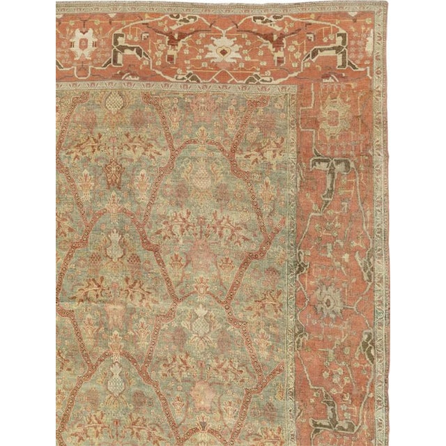 1900s Pale Green oversize antique persian bidjar rug