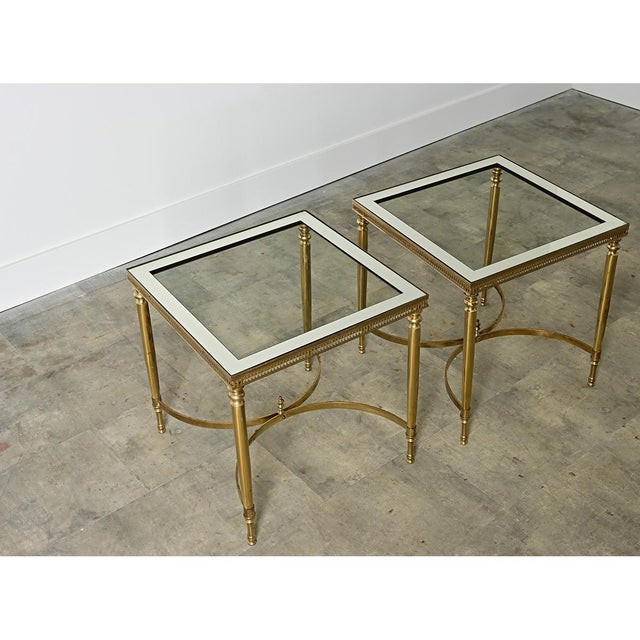 French Vintage Mid-Century Brass & Glass End Tables For Sale - Image 9 of 10