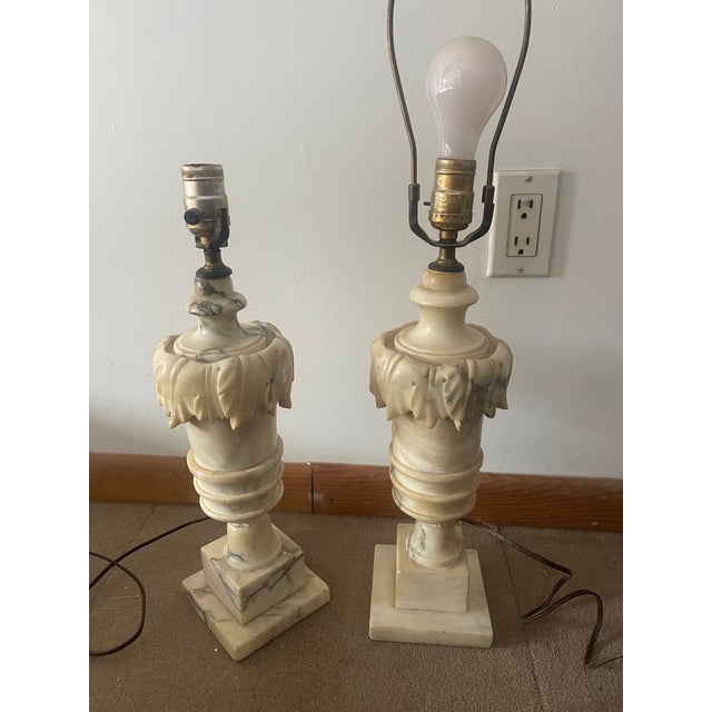 Late 20th Century Alabaster Lamps - a Pair For Sale - Image 4 of 5
