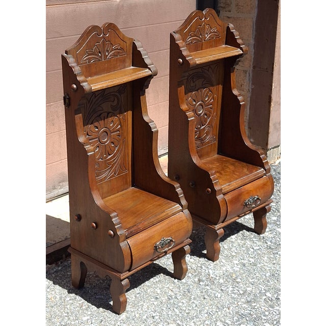 Pair 19th Century Eastlake Style Carved Mahogany Diminutive Side Tables For Sale - Image 13 of 14