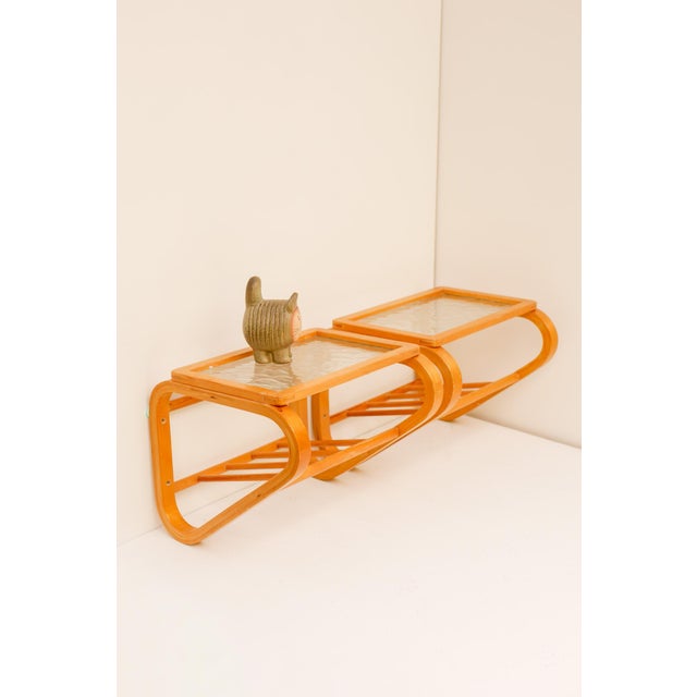 Scandinavian Bentwood and Glass Bedside Tables from Gemla, 1920s, Set of 2 For Sale - Image 12 of 14