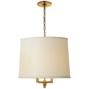 Barbara Barry for Visual Comfort Signature Westport Large Hanging Shade in Soft Brass with Linen Shade