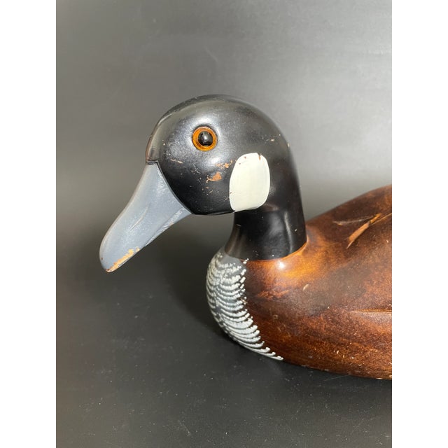 Brown Vintage Hand Carved Canada Goose Wood Decoy For Sale - Image 8 of 12