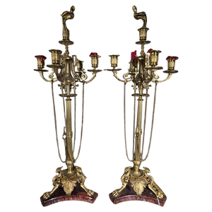 French 19th-Century Greek Candleholders, 1890s, Set of 2