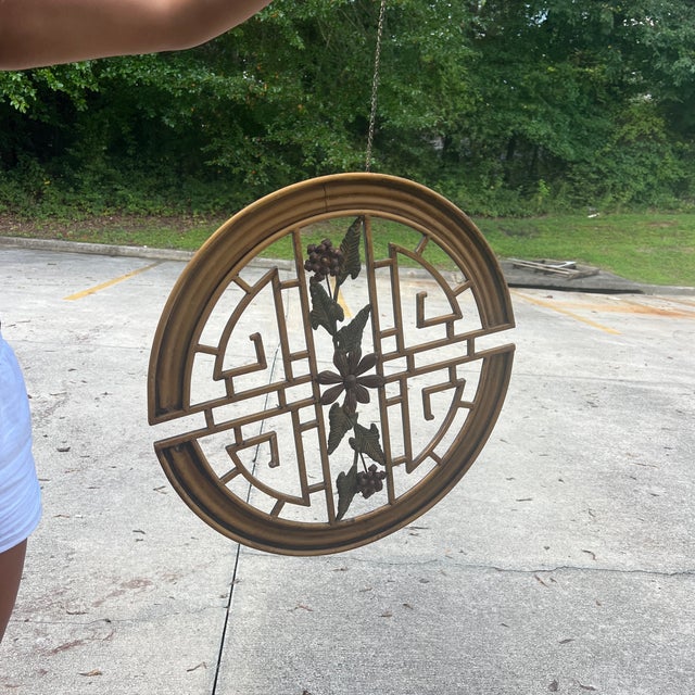 Vintage Asian Metal Wall Hanging For Sale - Image 4 of 4