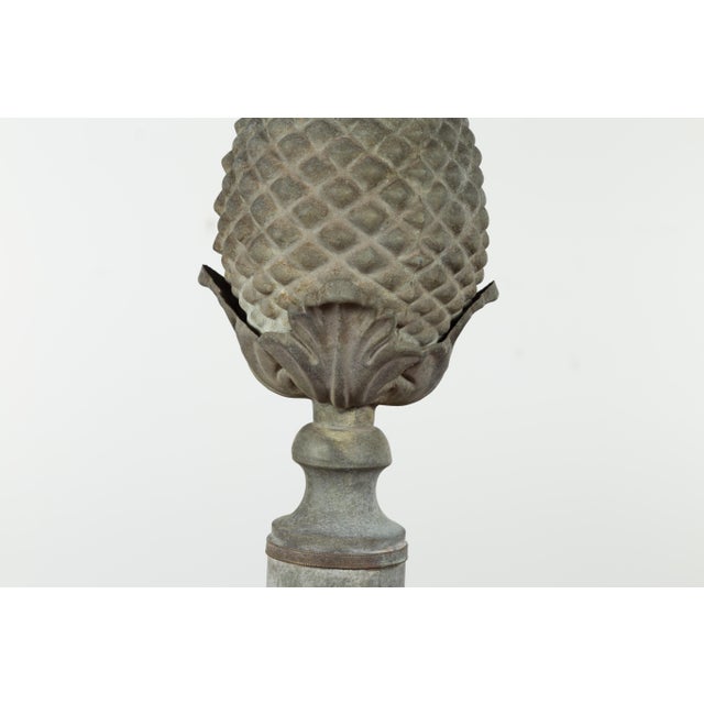 French Turn of the Century 1900s Zinc Pinecone Fragment with Acanthus Leaves For Sale - Image 10 of 12