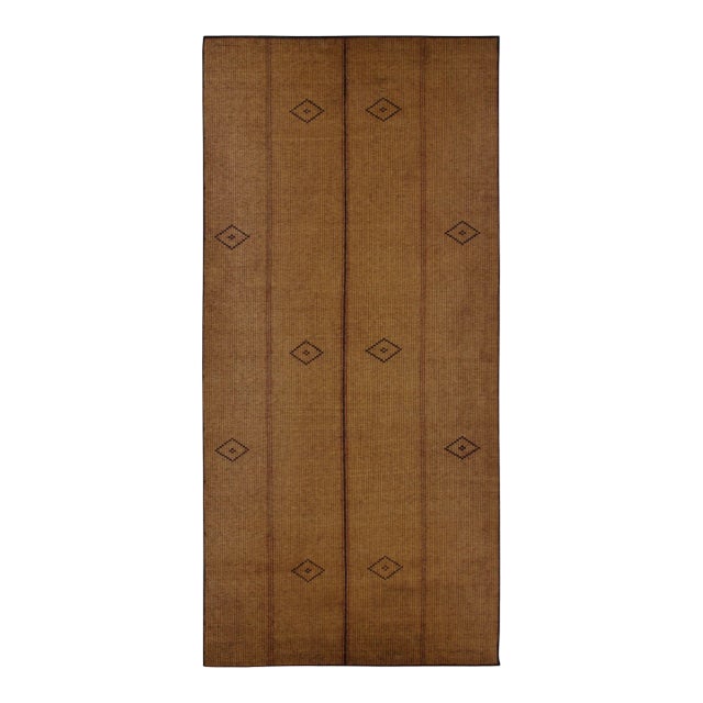 Vintage Tuareg Runner Mat, Beige With Minimalist Tribal Geometric Pattern - Rug & Kilim For Sale