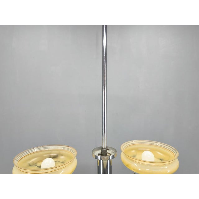 Art Deco Chandelier from Napako in Chrome & Marble Glass, 1930s For Sale - Image 10 of 15