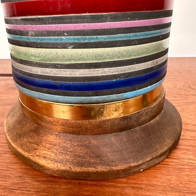 Blue Italian Ceramic Lamp For Sale - Image 8 of 12