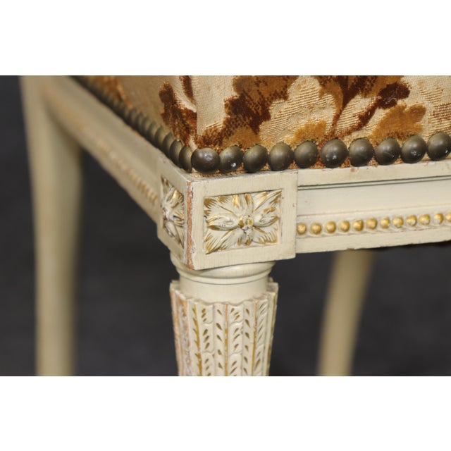 Ivory 19th C Pair Louis XVI Style Paint Decorated French Side Chairs For Sale - Image 8 of 12