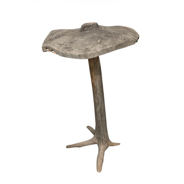 Rustic Mid-Century Hand-Carved Teakwood Mushroom Garden Sculpture For Sale - Image 3 of 12