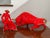 Large Pair of 1950s MCM Glossy Firehouse Red and Gilded Kt Gold Paint Accents Ceramic Fighting Bull and Matador Figurines For Sale In Dallas - Image 6 of 12