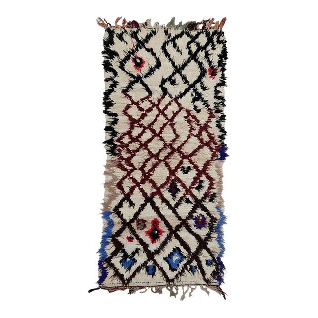 Moroccan Handwoven Azilal Rug - 6.2 X 2.5 Ft For Sale