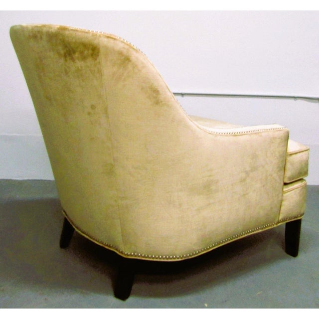 Textile Pair of Century Furniture Velvet Upholstered Nail Head Lounge Chairs and Pillows For Sale - Image 7 of 18