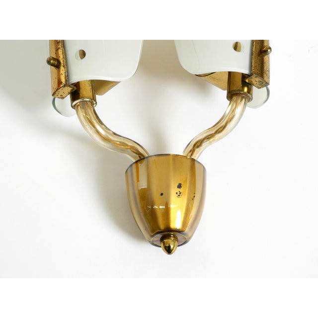 Large Mid-Century Modern Wall Lamp in Brass and Glass, 1950s For Sale - Image 12 of 17