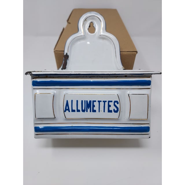 French Country French Enamel Antique Match Safe "Allumettes" For Sale - Image 3 of 7