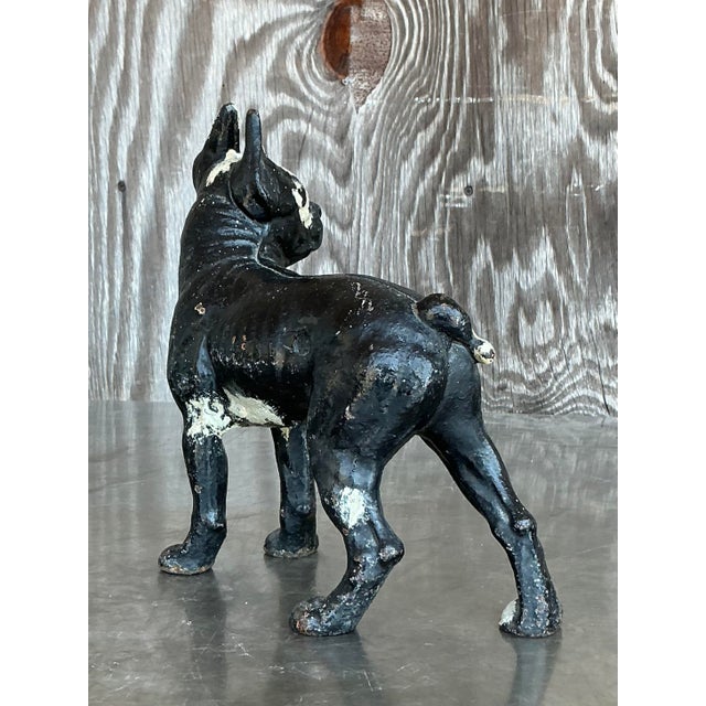 American Vintage Boho Patinated Wrought Iron Dog For Sale - Image 3 of 5