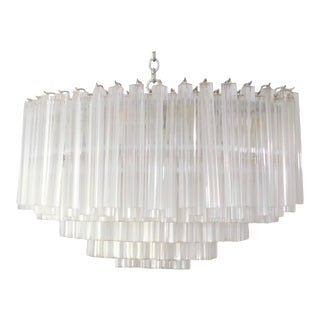 Mid-Century Italian Hollywood Regency Waterfall Clear Chandelier For Sale
