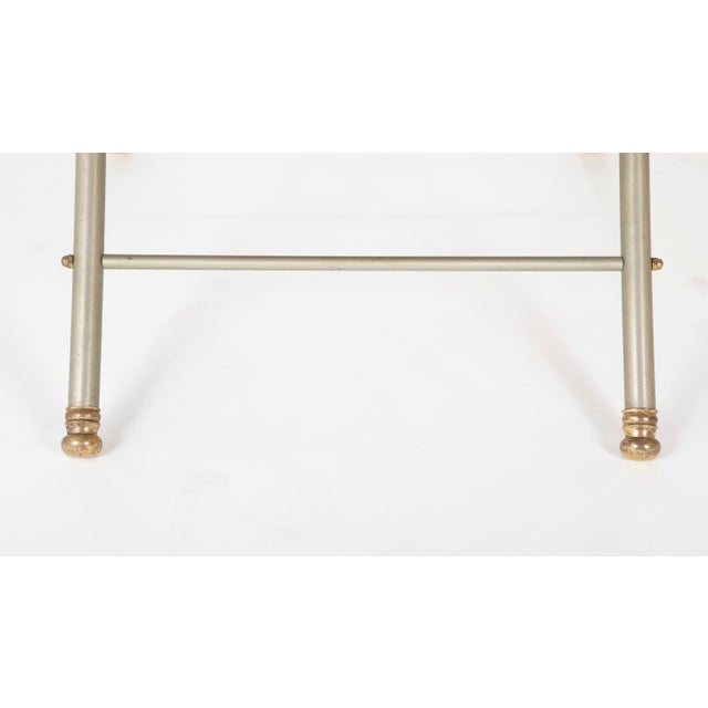 Maison Jansen Brushed Steel and Brass Campaign Armchair For Sale - Image 10 of 12