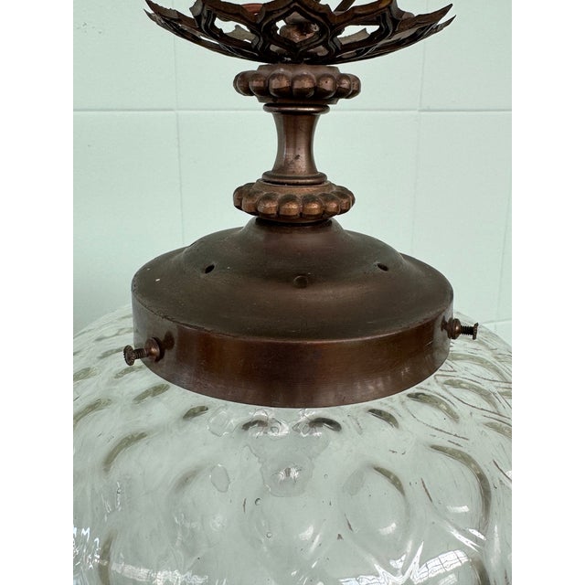 Vintage Glass and Brass Lantern Chandelier, 1960s For Sale - Image 9 of 14