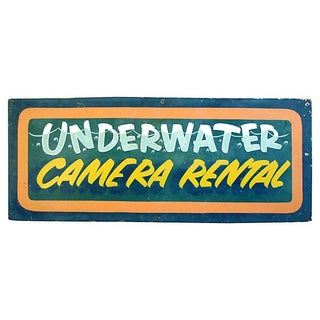 1970s Hand-Painted Underwater Camera Rental Sign For Sale
