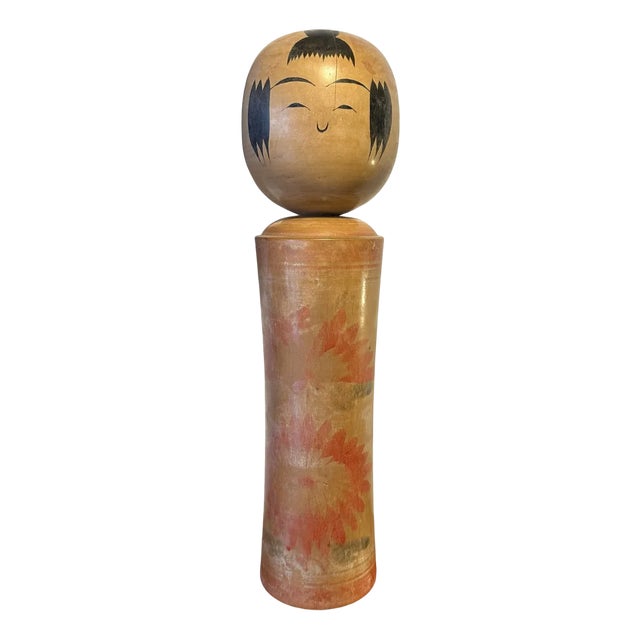 Large Vintage Japanese Hand Carved Naruko Kokeshi Doll, 1950s For Sale