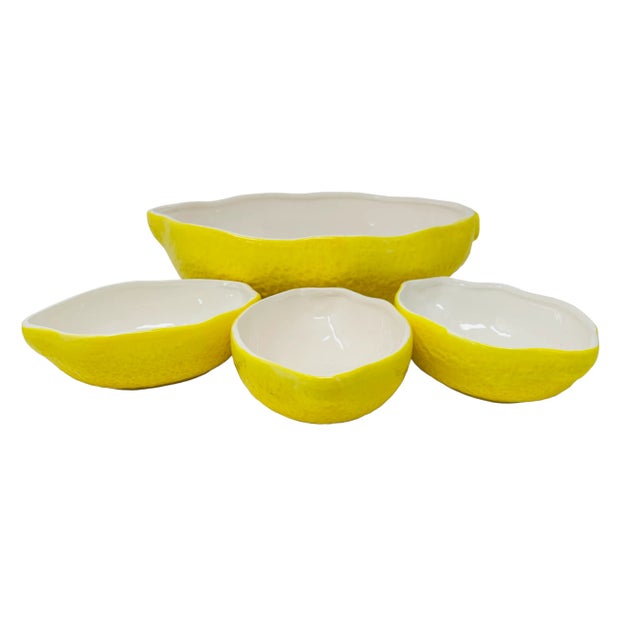 Yellow Vintage Rubel & Co Lemon Bowls a Set of 4 For Sale - Image 8 of 11