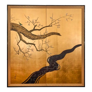 Japanese Two Panel Screen: “Autumn Day in the Year 1931 (Xinwei)” For Sale