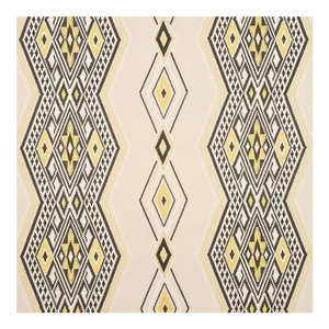 Schumacher Bayeta Embroidery Fabric in Yellow & Neutral