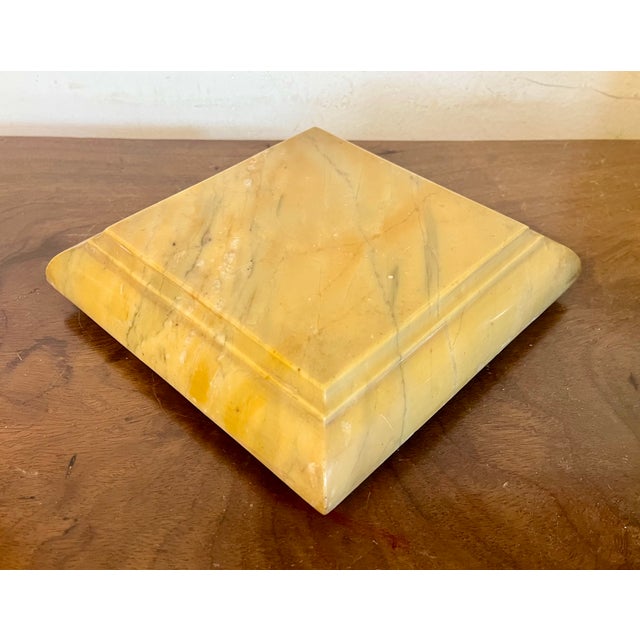 Stone Antique 19th Century Italian Grand Tour Siena Marble Square Trivet or Dispay Base Plinth With Brass Feet For Sale - Image 7 of 13