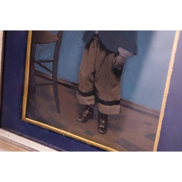 Blue Vintage Tintype With Giltwood Frame For Sale - Image 8 of 11