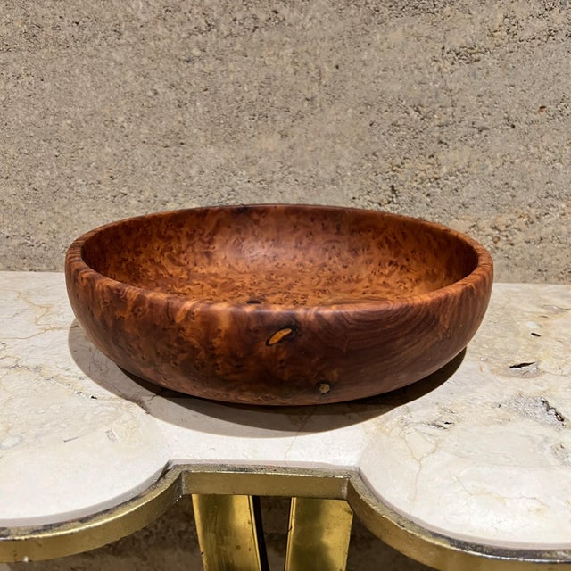 AMBIANIC presents 1970s Modernist studio design Olive Wood Bowl 9.63 diameter x 2.25 h Original vintage Refer to images