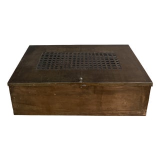 Large Vintage Tinplate Metal Box With Glass Dividers For Sale