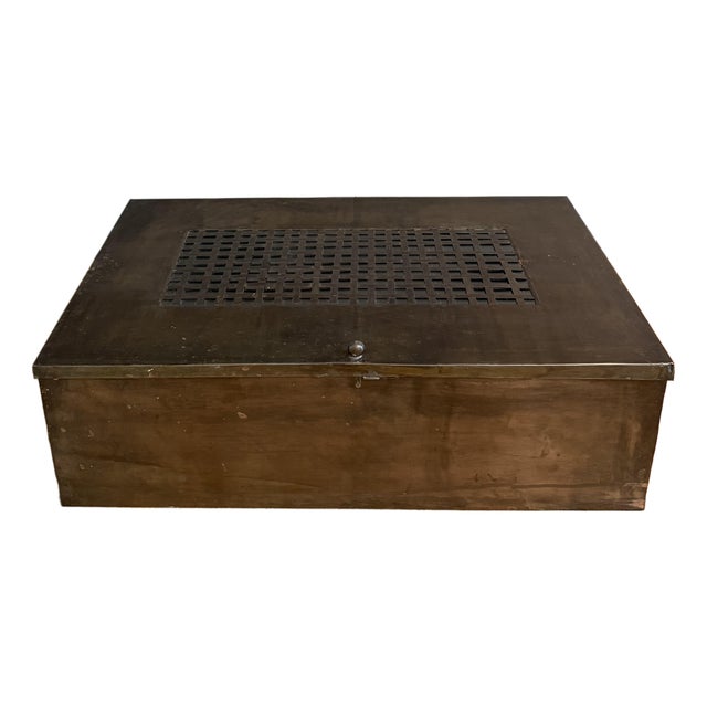 Large Vintage Tinplate Metal Box With Glass Dividers For Sale