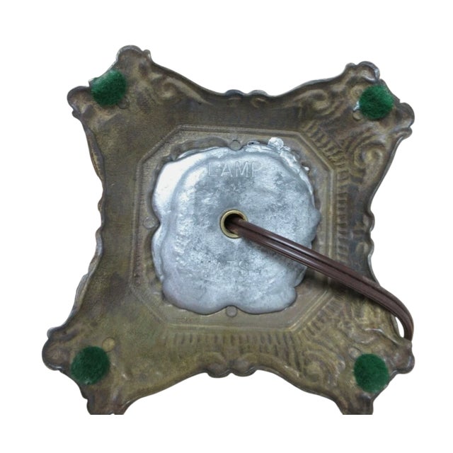 1990s Lamp Hats Faux Bronze Marble Italian Regency Column table Lamp Shade For Sale In Philadelphia - Image 6 of 9