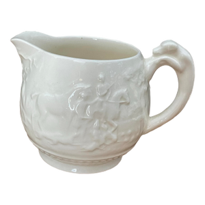Mid 20th Century Wedgewood Devonshire Off-White Embossed Classical Hunting Creamer Cream Pitcher