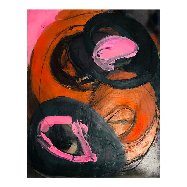 Contemporary Abstract 'Bold Edgy Powerful Color' Painting on Paper For Sale