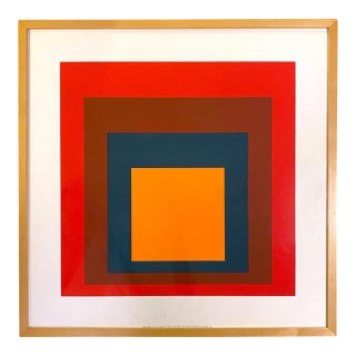 Late 20th Century Josef Albers Art Print 28" Large Homage to the Square Mid-Century Modern Bauhaus For Sale