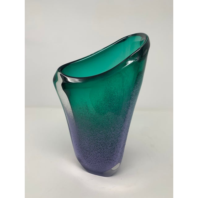 Late 20th Century Asymmetric Speckled Murano Glass Vase For Sale - Image 12 of 12