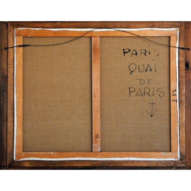 French 1980s "Paris-Quai De Paris" French Oil Painting by Jacques Bouyssou, Framed For Sale - Image 3 of 5
