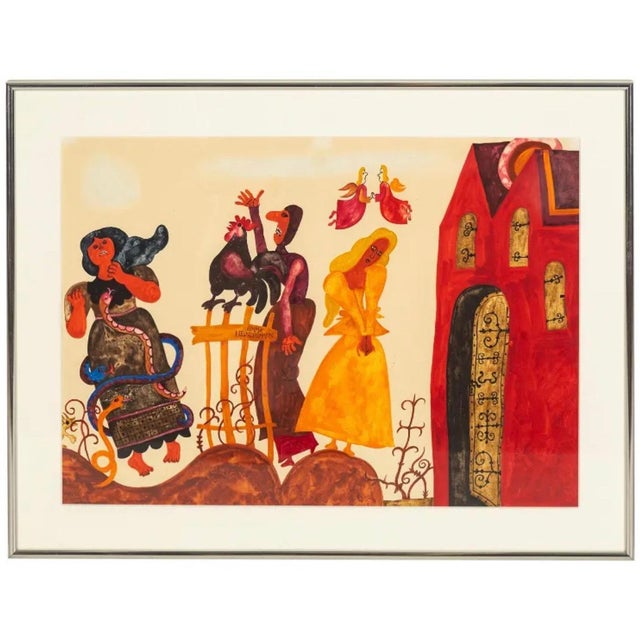 Emma Heinzelmann, Original Graphic Hungarian Illustration Art Emma Heinzelmann Children's Book Art, c.1950-1970's For Sale