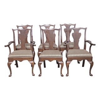 Late 20th Century Set of 6 Statton Chippendale Solid Cherry Dining Chairs Old Towne Maryland Made For Sale