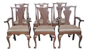 Late 20th Century Set of 6 Statton Chippendale Solid Cherry Dining Chairs Old Towne Maryland Made