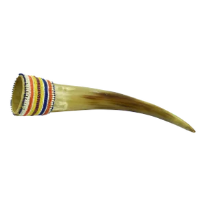 Mid 20th Century Handmade Beaded Work on Natural Buffalo Horn - Africa